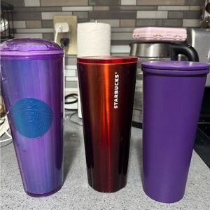 Starbucks Purple and Red Tumbler Trio